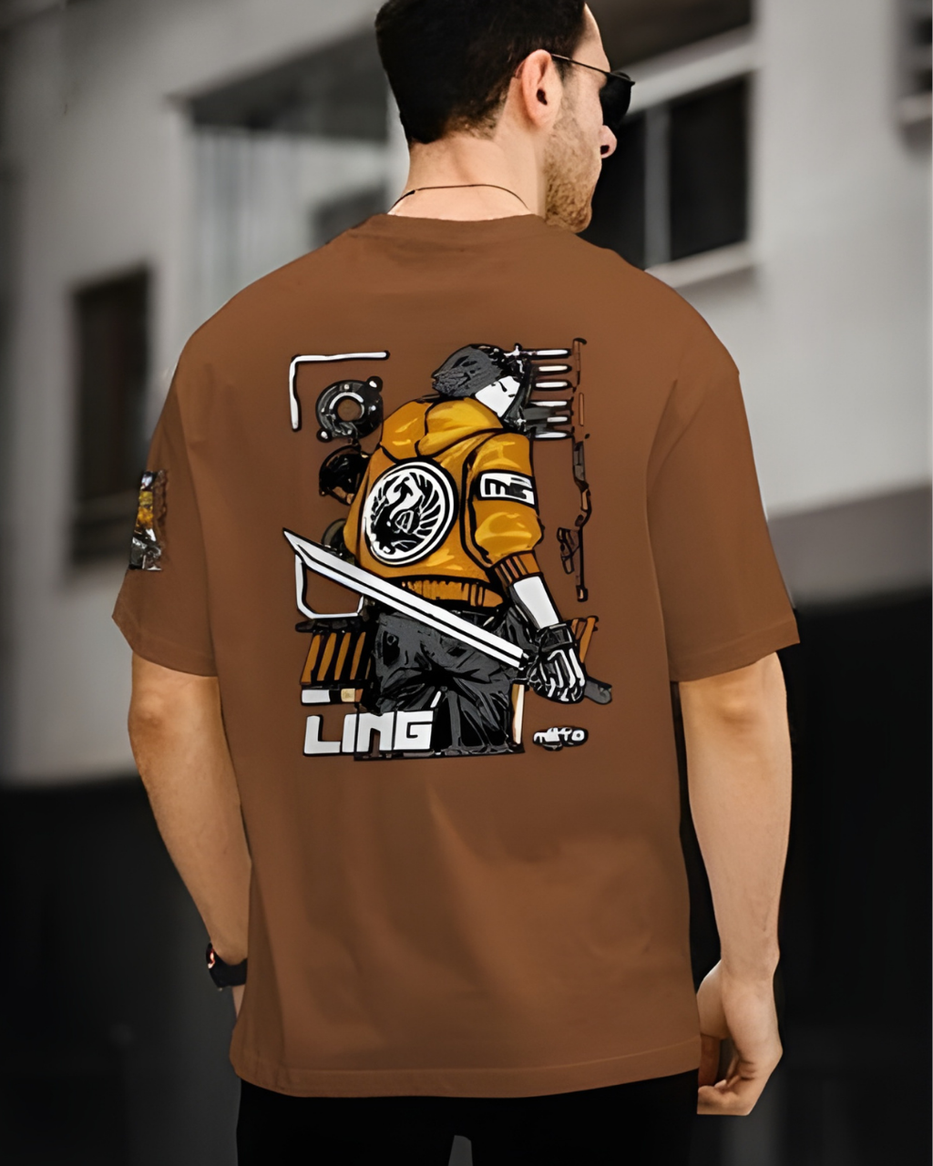 Men's Brown Graphic T-Shirt
