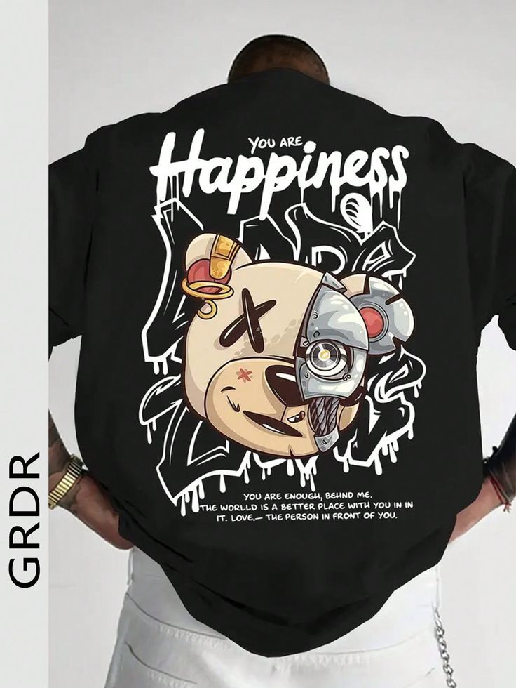 Men’s Black "Happiness" Graphic T-shirt